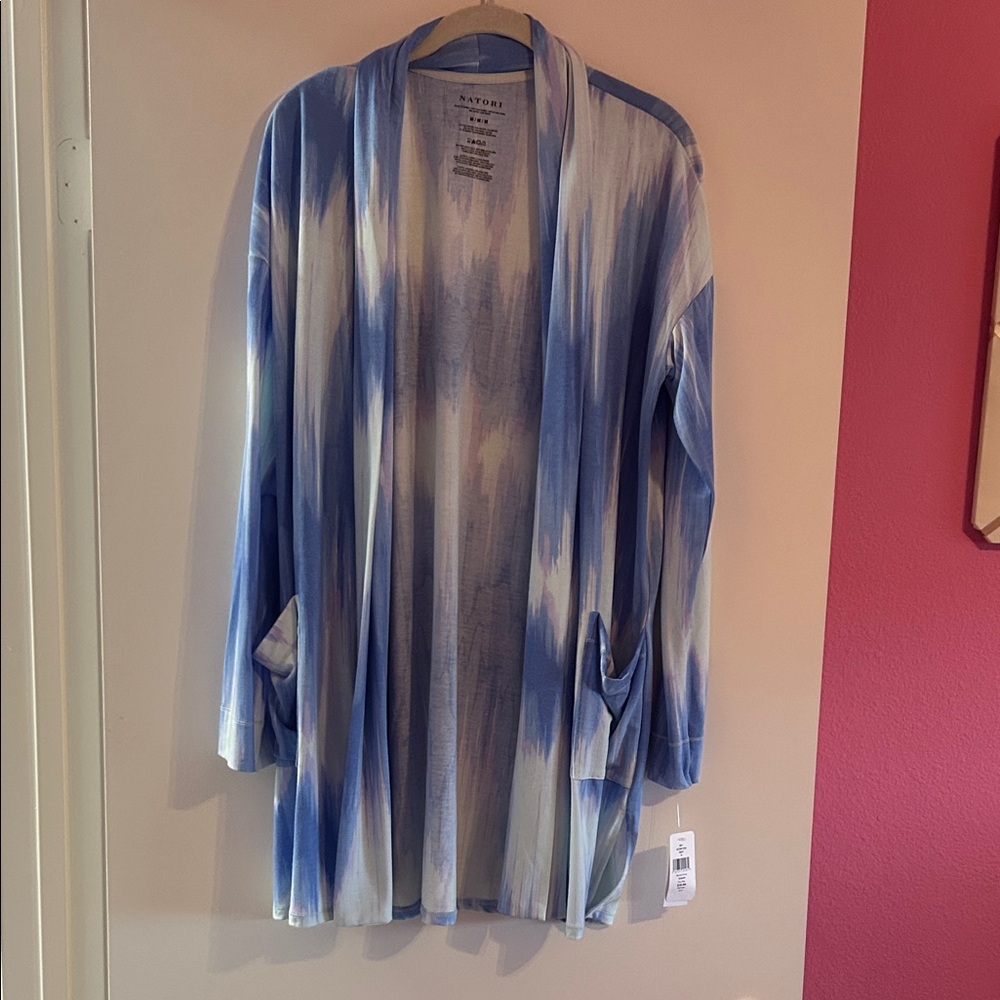 Natori Blue and White Cardigan
